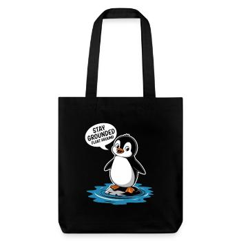 Bleib Geerdet Schwebe Herum Pinguin Illustration - Stanley/Stella recycelter Heavyweight Stoffbeutel - Schwarz - Vorne