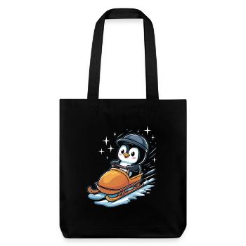 Cute Penguin Sledging Winter Fun - Stanley/Stella Heavyweight Recycled Tote Bag - black - Front