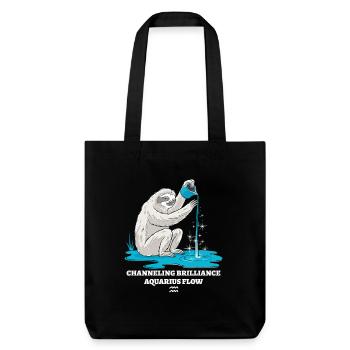 Aquarius Zodiac Sign Sloth Channeling - Stanley/Stella Heavyweight Recycled Tote Bag - black - Front