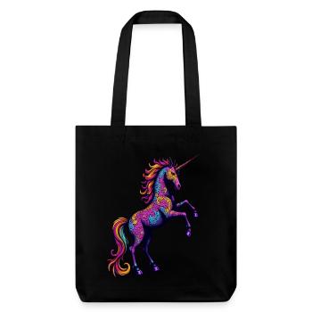 Neon Muster Einhorn – Bunte Fantasy Magie - Stanley/Stella recycelter Heavyweight Stoffbeutel - Schwarz - Vorne