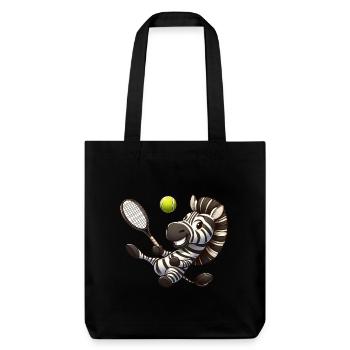 Zebra Tennisspieler Lustiges Tennismotiv - Stanley/Stella recycelter Heavyweight Stoffbeutel - Schwarz - Vorne