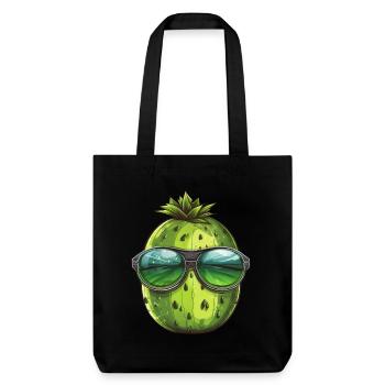 Coole Wassermelone - Design mit Sonnenbrille - Stanley/Stella recycelter Heavyweight Stoffbeutel - Schwarz - Vorne