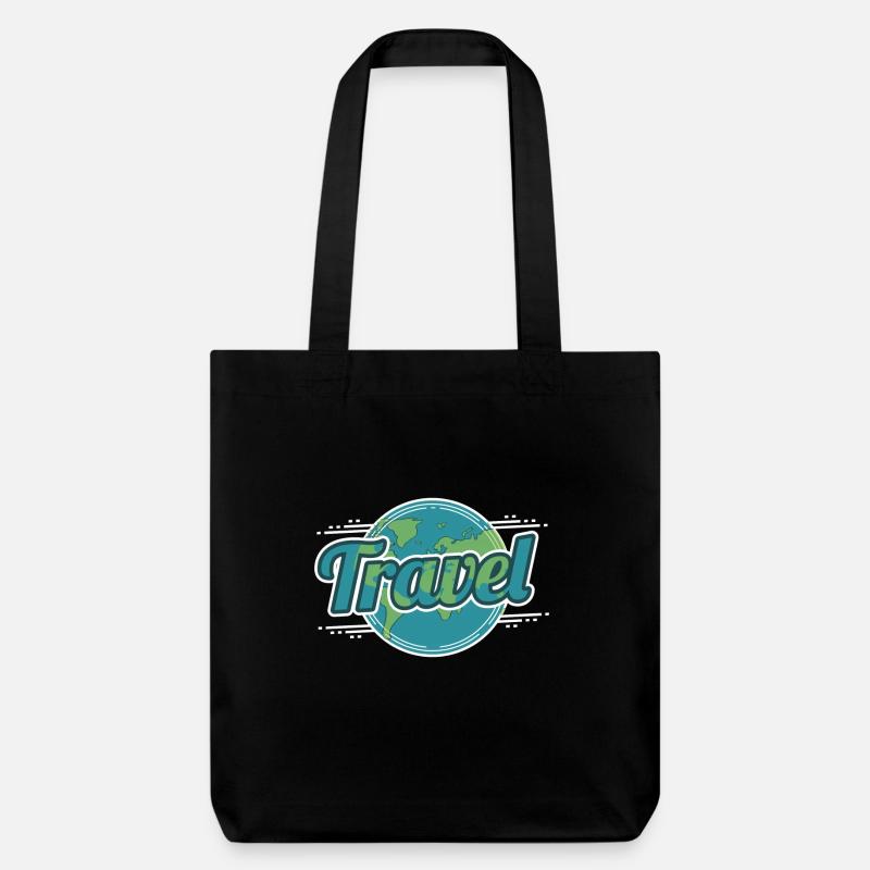Travel Reise Welt Erde Reiselust Weltreise Urlaub - Stanley/Stella recycelter Heavyweight Stoffbeutel - Schwarz