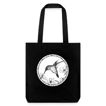 Hummingbird flowers circle - Stanley/Stella Heavyweight Recycled Tote Bag - black - Front