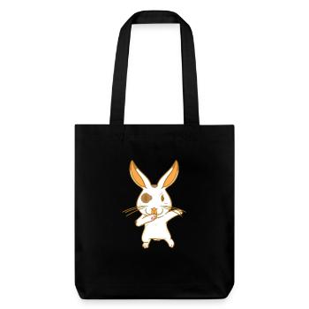Hase - Karate - Kampfhase - tanzender Hase - Stanley/Stella recycelter Heavyweight Stoffbeutel - Schwarz - Vorne