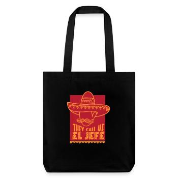 They call me El Jefe lustiges Manager Shirt - Stanley/Stella recycelter Heavyweight Stoffbeutel - Schwarz - Vorne
