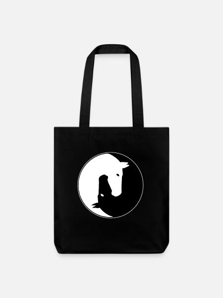Yin yang Pferd - Stanley/Stella recycelter Heavyweight Stoffbeutel - Schwarz