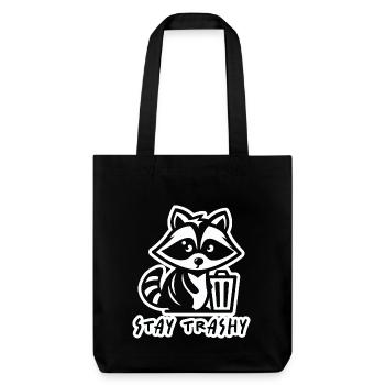 Waschbär Stay Trashy - Stanley/Stella recycelter Heavyweight Stoffbeutel - Schwarz - Vorne