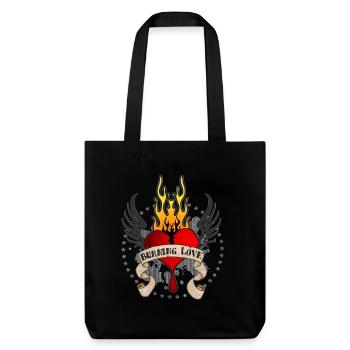 Burning Love (Heart & Banner) 03 - Stanley/Stella Heavyweight Recycled Tote Bag - black - Front