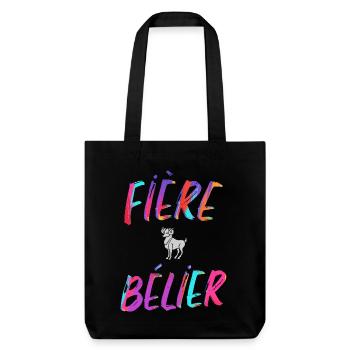 Fière bélier cadeau bélier signe du zodiaque - Tote bag épais recyclé Stanley/Stella - noir - Devant