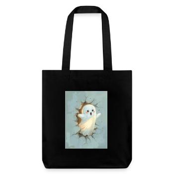 Adorable fantôme sortant du mur - Tote bag épais recyclé Stanley/Stella - noir - Devant
