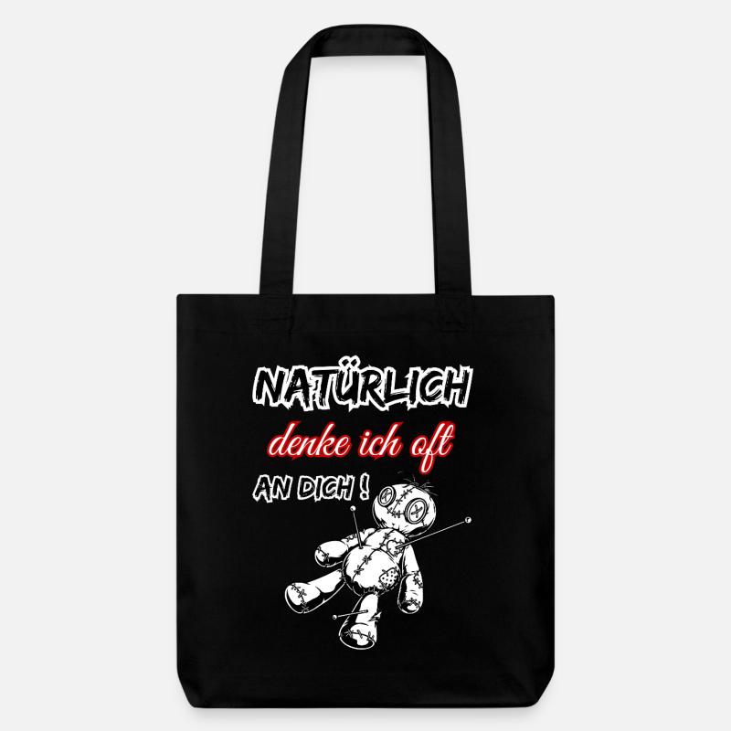 Natürlich denke ich oft an dich! - Voodoo Puppe - Stanley/Stella recycelter Heavyweight Stoffbeutel - Schwarz