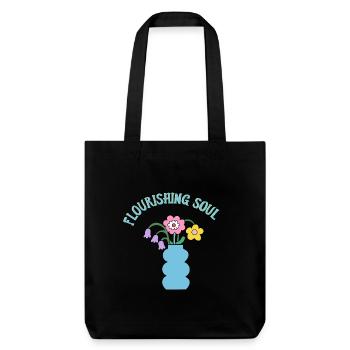 Flourishing Soul - Blumenstrauß in Vase - Geschenk - Stanley/Stella recycelter Heavyweight Stoffbeutel - Schwarz - Vorne