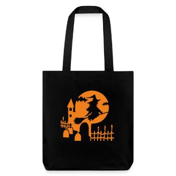 Halloween - Sorcière Cimetière - Orange - Tote bag épais recyclé Stanley/Stella - noir - Devant