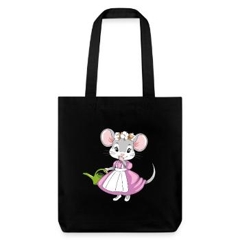 Petite dame souris timide avec un arrosoir de jardin - Tote bag épais recyclé Stanley/Stella - noir - Devant