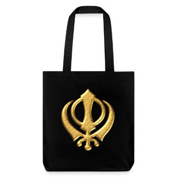 Khanda Sikh Symbol Schwerter Religion Sikhismus - Stanley/Stella recycelter Heavyweight Stoffbeutel - Schwarz - Vorne
