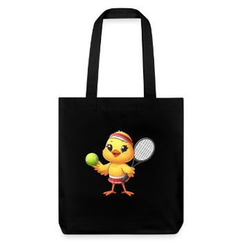 Huhn Hühnchen Küken Tennis Tennisspiel Comic - Stanley/Stella recycelter Heavyweight Stoffbeutel - Schwarz - Vorne