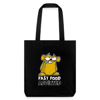 HAMSTER DRÔLE, ACCRO À LA RESTAURATION RAPIDE, DESSIN ANIMÉ - Tote bag épais recyclé Stanley/Stella - noir - Devant