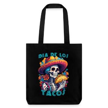Humorous Mexican Skeleton Dia de los tacos - Stanley/Stella Heavyweight Recycled Tote Bag - black - Front