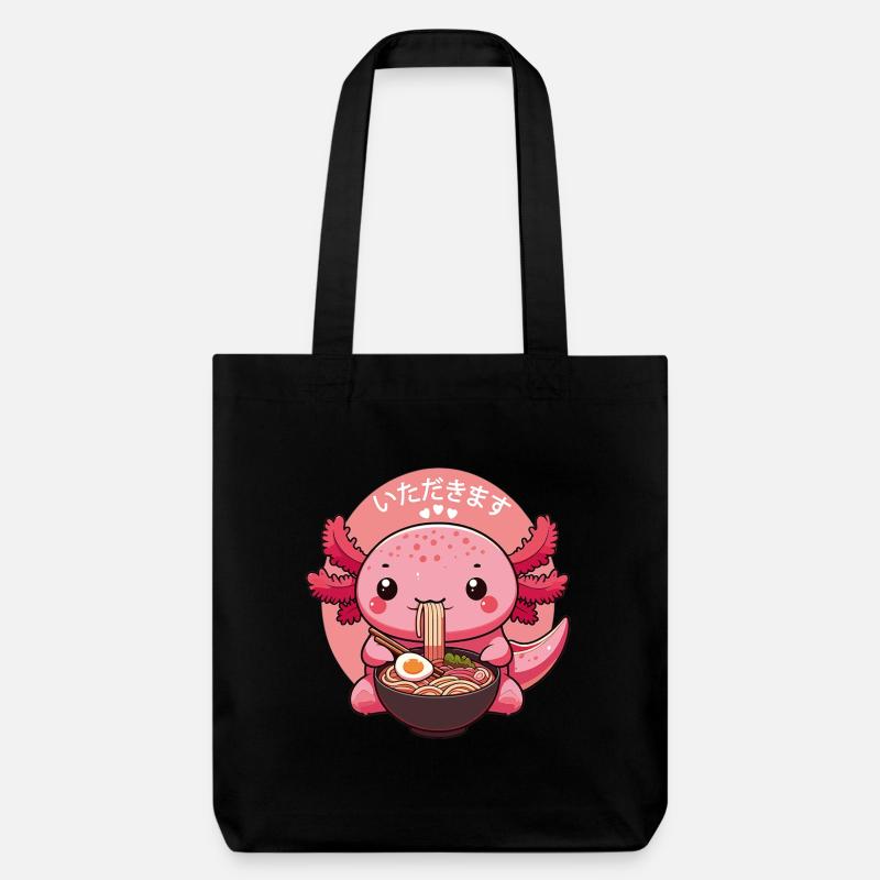 Axolotl Manger Ramen Mignon Kawaii Axolotl - Tote bag épais recyclé Stanley/Stella - noir