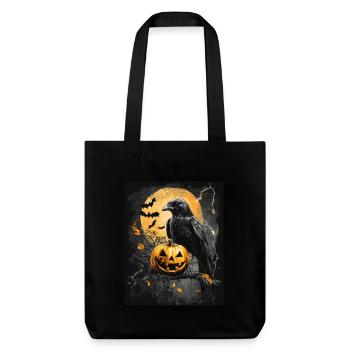 Halloween Geschenk Frauen Krähe Männer Kinder Deko - Stanley/Stella recycelter Heavyweight Stoffbeutel - Schwarz - Vorne