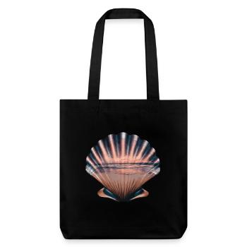 Muschel Strand Szene Serene Ozean Landschaft - Stanley/Stella recycelter Heavyweight Stoffbeutel - Schwarz - Vorne