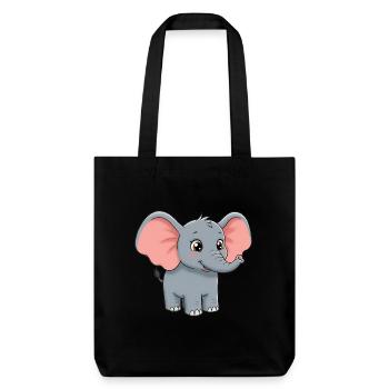 Tier Cartoon Elefant - Stanley/Stella recycelter Heavyweight Stoffbeutel - Schwarz - Vorne