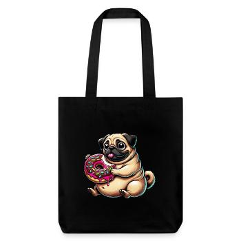 Chien de dessin animé mignon carlin beignet - Tote bag épais recyclé Stanley/Stella - noir - Devant