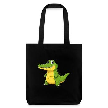 Tier Cartoon Krokodil - Stanley/Stella recycelter Heavyweight Stoffbeutel - Schwarz - Vorne