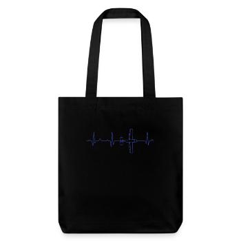 Aircraft ECG heartbeat - Stanley/Stella Heavyweight Recycled Tote Bag - black - Front