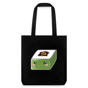 Quadratisches Sushi - Stanley/Stella recycelter Heavyweight Stoffbeutel - Schwarz - Vorne