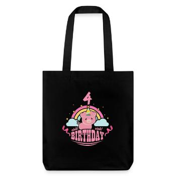 4 anniversaire de porc - Tote bag épais recyclé Stanley/Stella - noir - Devant