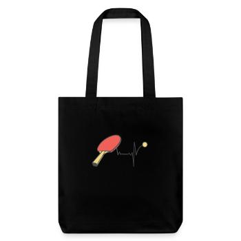 Table Tennis Heartbeat ECG Pulse Player Player - Stanley/Stella Heavyweight Recycled Tote Bag - black - Front