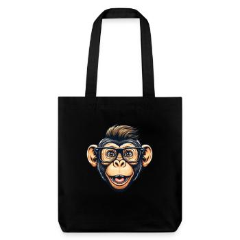 Nerd de chimpanzé avec des lunettes - Tote bag épais recyclé Stanley/Stella - noir - Devant