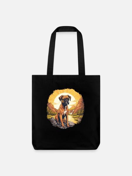 Hund Boxer - Stanley/Stella recycelter Heavyweight Stoffbeutel - Schwarz