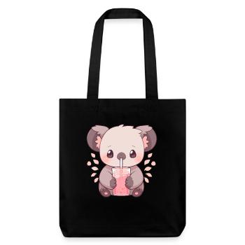 Kawaii Koala Boissons Boba Bubble Tea Chibi - Tote bag épais recyclé Stanley/Stella - noir - Devant