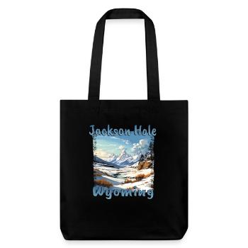 Jackson Hole Winter, Grunge Ski & Snowboard - Stanley/Stella recycelter Heavyweight Stoffbeutel - Schwarz - Vorne