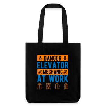 Elevator Mechanic Danger Elevator Mechanic At Work - Stanley/Stella Heavyweight Recycled Tote Bag - black - Front