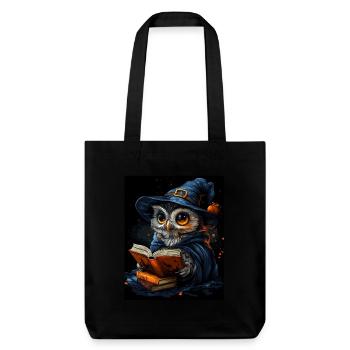 Halloween Geschenk Frauen Eule Männer Kinder Deko - Stanley/Stella recycelter Heavyweight Stoffbeutel - Schwarz - Vorne