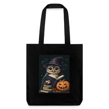Halloween Geschenk Frauen Eule Männer Kinder Deko - Stanley/Stella recycelter Heavyweight Stoffbeutel - Schwarz - Vorne