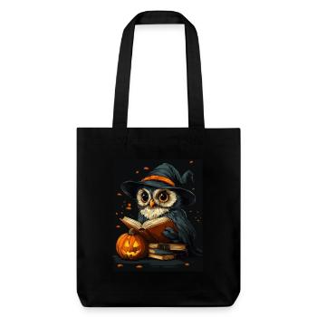 Halloween Geschenk Frauen Eule Männer Kinder Deko - Stanley/Stella recycelter Heavyweight Stoffbeutel - Schwarz - Vorne