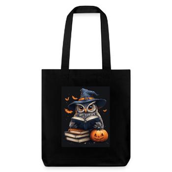 Halloween Geschenk Frauen Eule Männer Kinder Deko - Stanley/Stella recycelter Heavyweight Stoffbeutel - Schwarz - Vorne