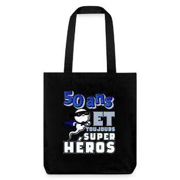 Cadeau homme 50 ans super heros - Tote bag épais recyclé Stanley/Stella - noir - Devant