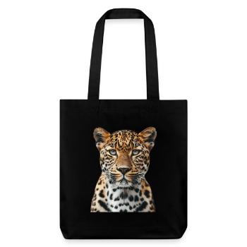 Leopard - Stanley/Stella recycelter Heavyweight Stoffbeutel - Schwarz - Vorne