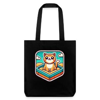 Cute Cat sitting in the sandbox - Stanley/Stella Heavyweight Recycled Tote Bag - black - Front