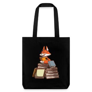 Book Nerd Boooks Librarian Fox Reading - Stanley/Stella Heavyweight Recycled Tote Bag - black - Front