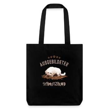 Ausgebildeter Schmutzhund Hund Lustige Sprüche - Stanley/Stella recycelter Heavyweight Stoffbeutel - Schwarz - Vorne