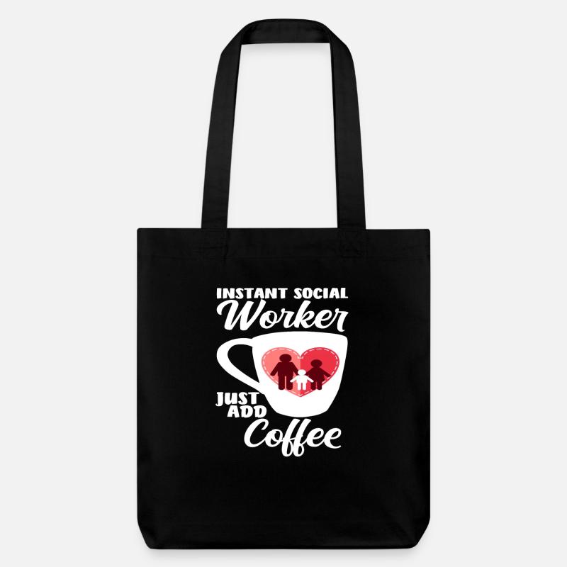 Instant Social Worker Simple Coffee - Stanley/Stella Heavyweight Recycled Tote Bag - black