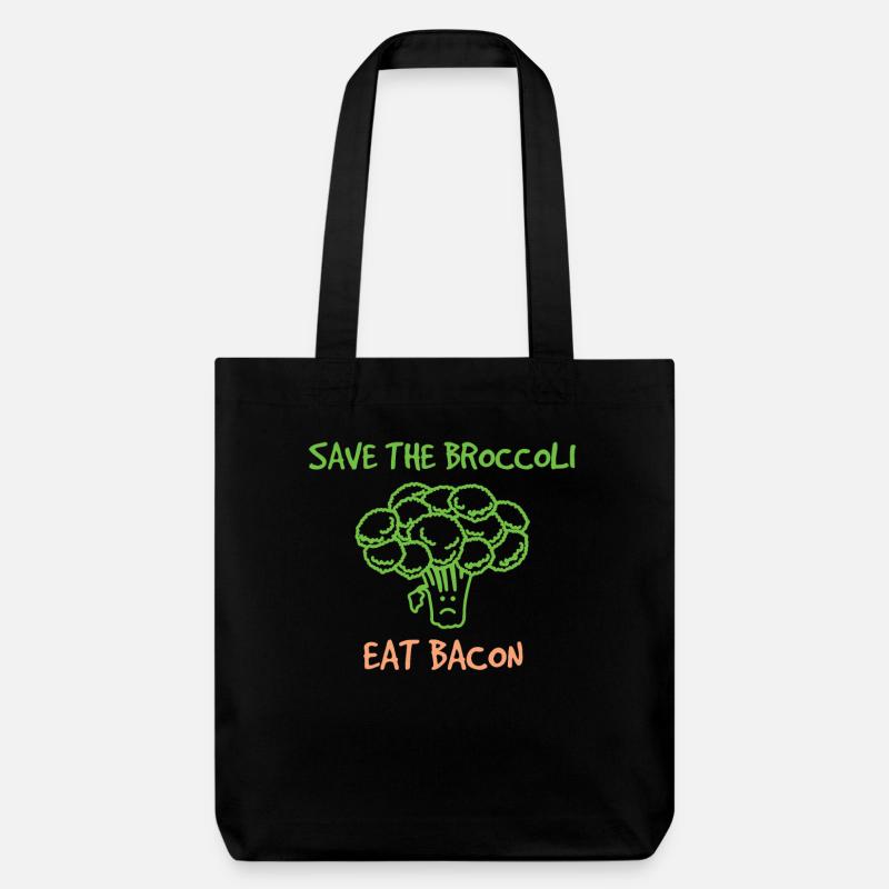 Save The Broccoli Eat Bacon Pork Bacon - Stanley/Stella Heavyweight Recycled Tote Bag - black