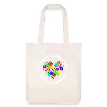 Orthophoniste Empreintes de mains colorées coeur - Tote bag épais recyclé Stanley/Stella - blanc cassé - Devant